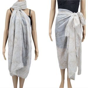 India Hicks Scarf Wrap Lightweight Oversized Waterlily Print 80×40